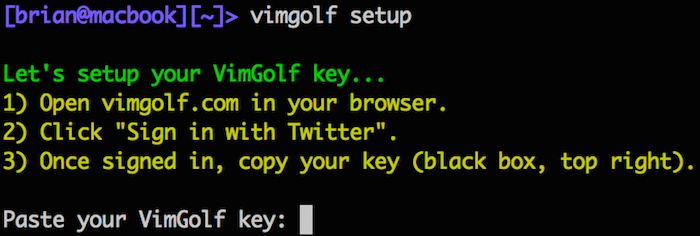 Image of Vim Golf setup screen